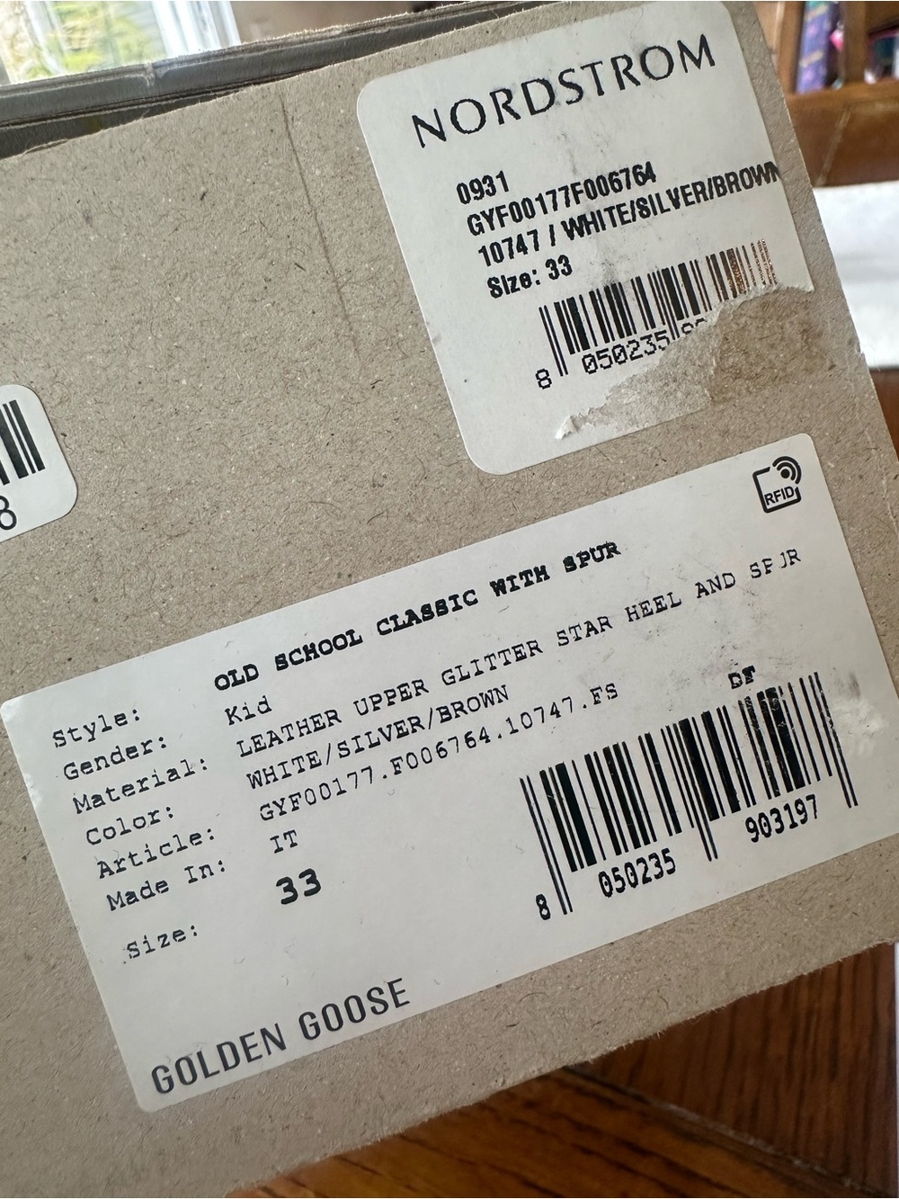 Golden Goose Kids White Sneakers with Silver Glitter Star - Picture 3 of 4
